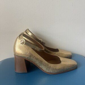 Gold Bobbie’s Of Paris Leather Mary Jane’s Made In Portugal
